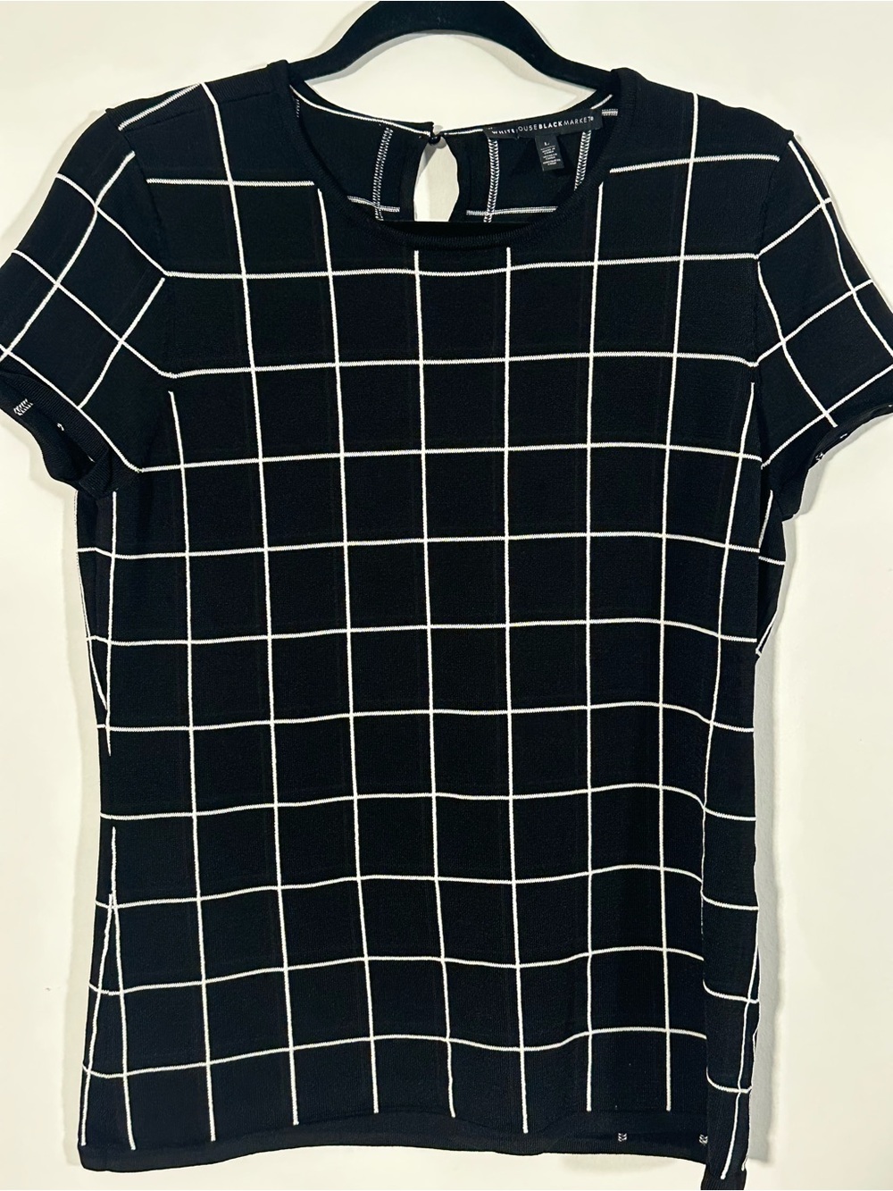 White House Black Market Black Short Sleeve Top L Office Career